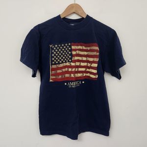 GLOBAL SELECT Men's Navy Blue American Theme Graphic Print T Shirt Size M